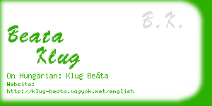 beata klug business card
